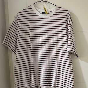 Ardene White and Red Striped Men's Tee